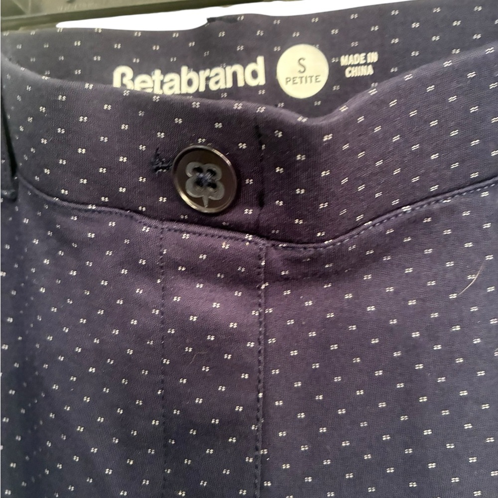 Betabrand Navy Button-Detail Pants